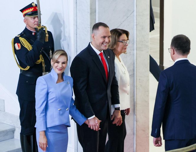 Marta Nawrocka cała na niebiesko zachwyciła w Sejmie  