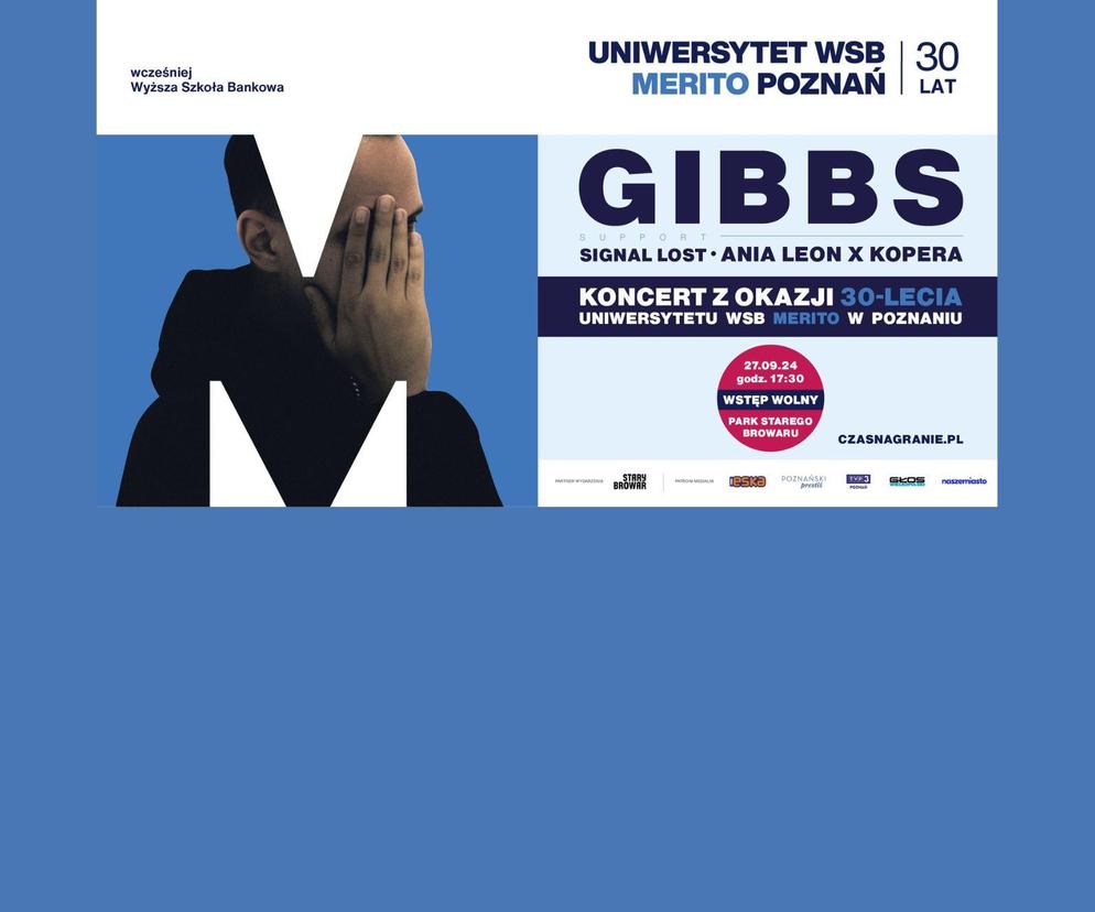 Uniwersytet WSB Merito obchodzi 30-lecie. Gwiazdą jubileuszowego koncertu będzie Gibbs