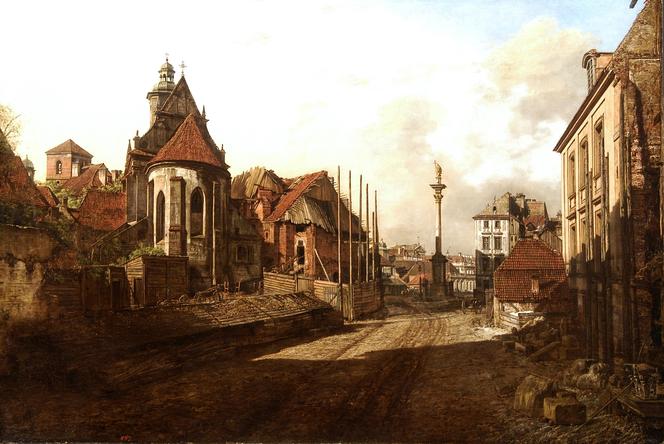 Canaletto, Widok kościoła Bernardynek i Kolumny Zygmunta III od strony zjazdu do Wisły (1767–1770)
