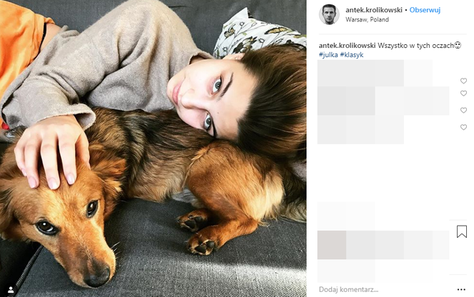 Julia Wieniawa ma nowego pieska Gustawa 