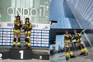 Strażacy z Osin zdobyli Budynek Rondo 1 w Warszawie