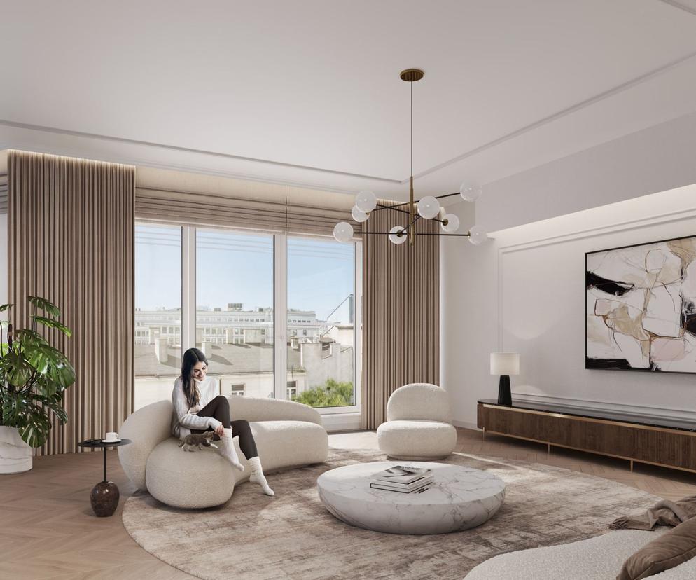 Wnętrza penthouse'u w kamienicy Foksal 13/15