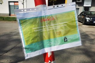 Kłody zamiast słupków na nielegalnym parkingu