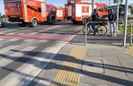 Zderzenie tramwaju i dźwigu
