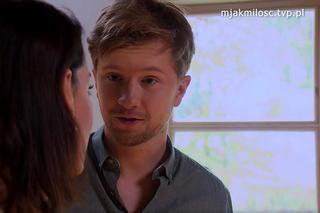 M jak miłość odc. 1700. Patrycja (Alżbeta Lenska), Łukasz (Jakub Józefowicz)