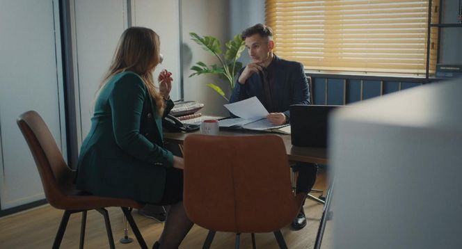 	M jak miłość odc. 1852. Kamil Gryc (Marcin Bosak), Anita (Melania Grzesiewicz)