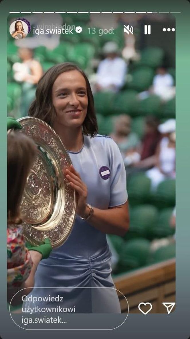 Wimbledon zdobyty, Rolex odkryty. Iga Świątek zachwyciła też błękitną kreacją!