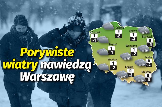 Porywiste wiatry nawiedzą Warszawę