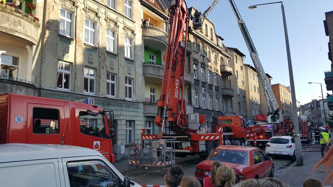Pożar w kamienicy przy ulicy Kościuszki w Grudziądzu. Paliło się poddasze budynku