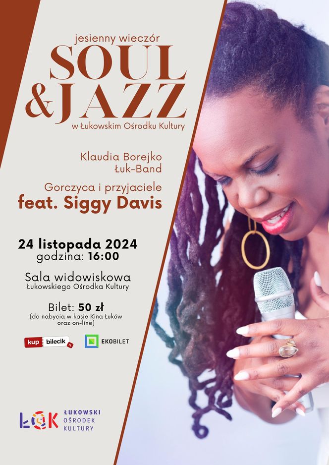 Łukowski Ośrodek Kultury zaprasza na „Jesienny wieczór Soul & Jazz” z koncertem Siggy Davis