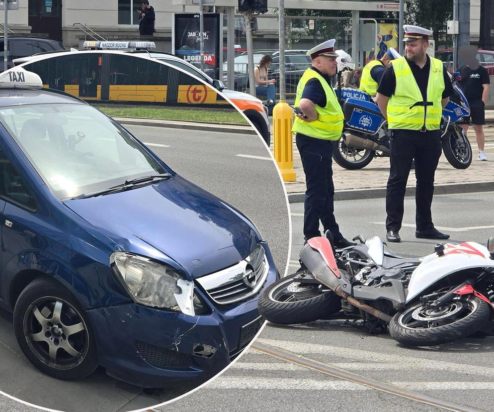 Warszawa: Motocyklista ranny, zderzył się z osobówką. Groźny wypadek na Andersa