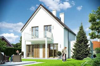 Projekt domu z poddaszem, tani w budowie - wizualizacje, rzuty