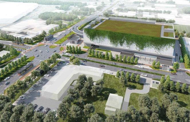 Wizualizacje stacji metra M2 – zagospodarowanie terenu nad stacją Karolin (docelowe)