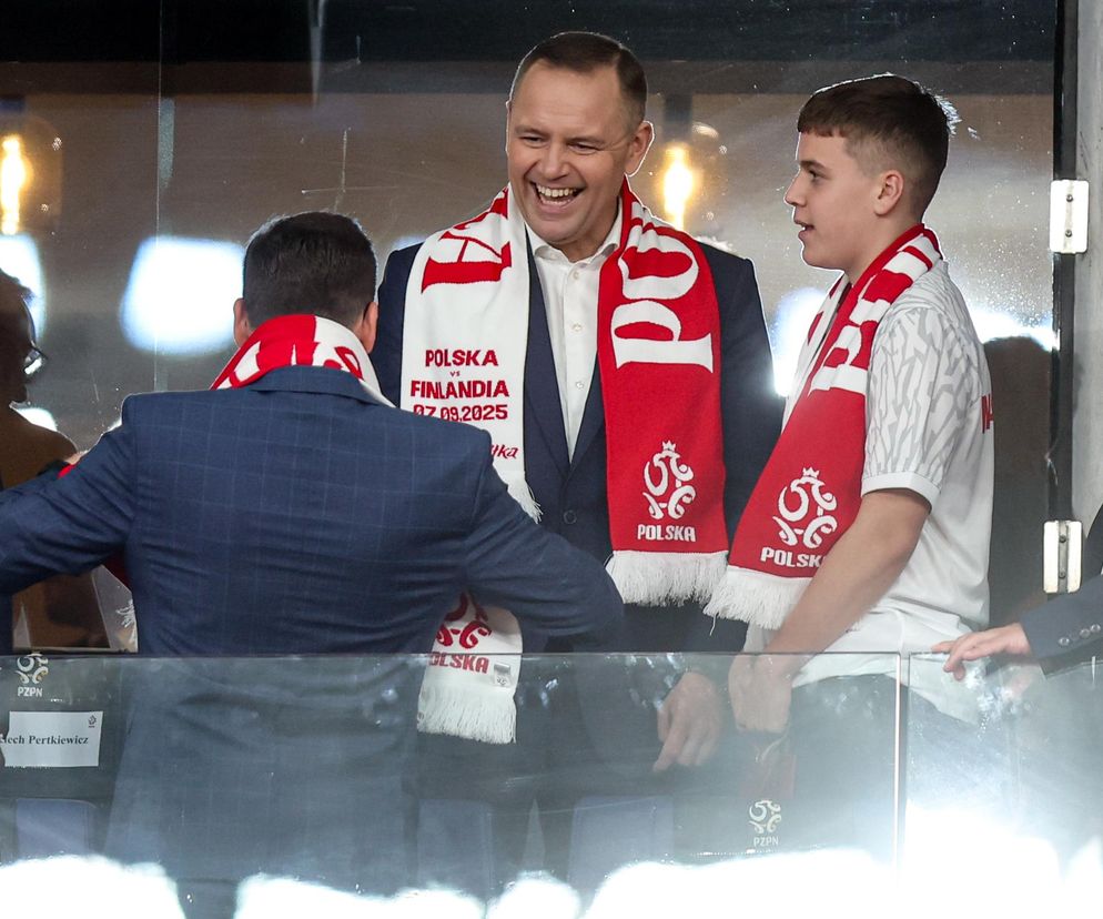 Karol Nawrocki i Kacper Meyna na meczu Polska - Finlandia