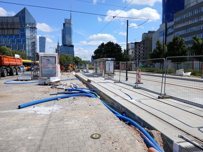 Tramwajowy remont pl. Zawiszy w Warszawie