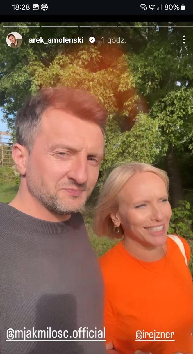 M jak miłość nowy sezon. Dorota (Iwona Rejzner), Bartek (Arkadiusz Smoleński) na planie