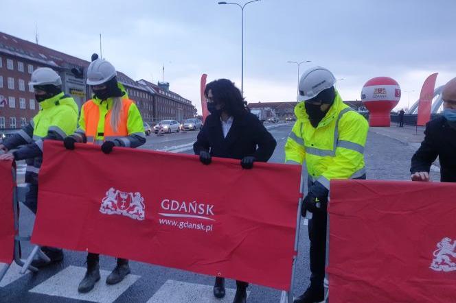 Otwarcie drugiej jezdni wiaduktu Biskupia Górka w Gdańsku 29.01.2021 r.