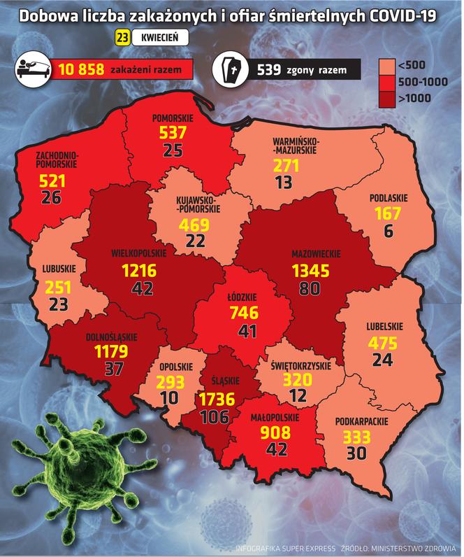 koronawirus w Polsce województwa 23 4 2021