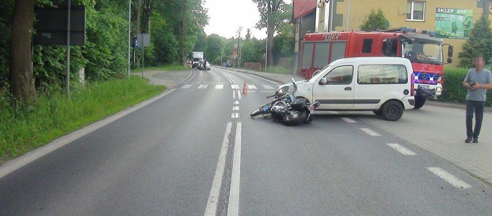 Wypadek z udziałem motocyklisty w Świerklańcu