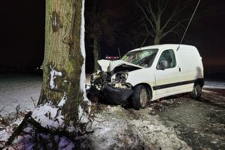 Poważny wypadek pod Chełmżą. Wypadł z drogi i uderzył w drzewo