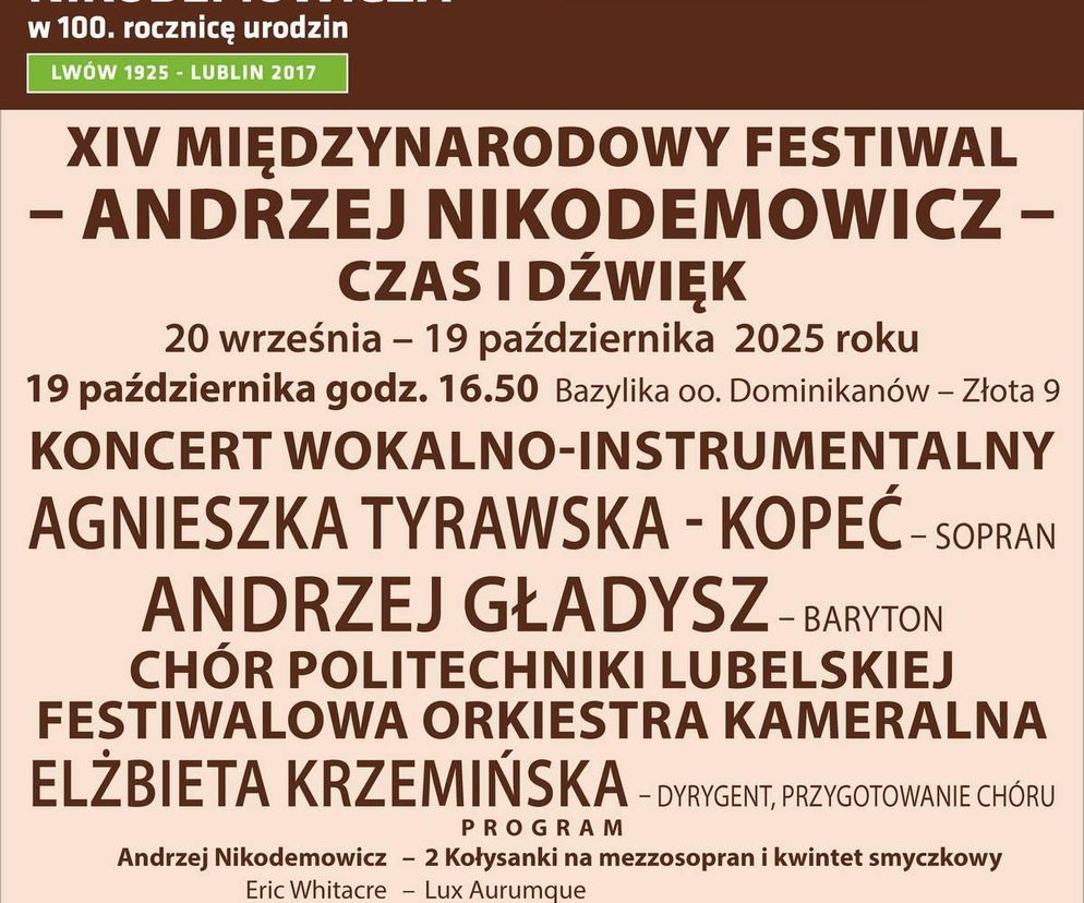 Finałowy koncert Międzynarodowego Festiwalu - Andrzej Nikodemowicz - Czas i Dźwięk - plakat
