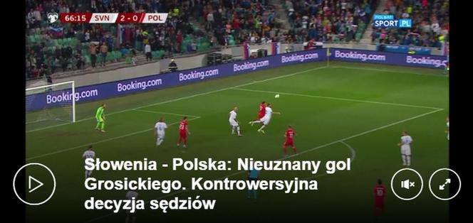 WIDEO: Nieuznany gol Kamila Grosickiego z meczu Słowenia - Polska