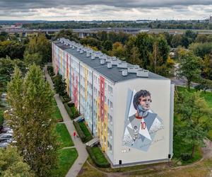 Ogromny mural Włodzimierza Lubańskiego w Gliwicach