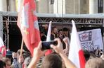 Protest antycovidowców i przedsiębiorców na Placu Defilad