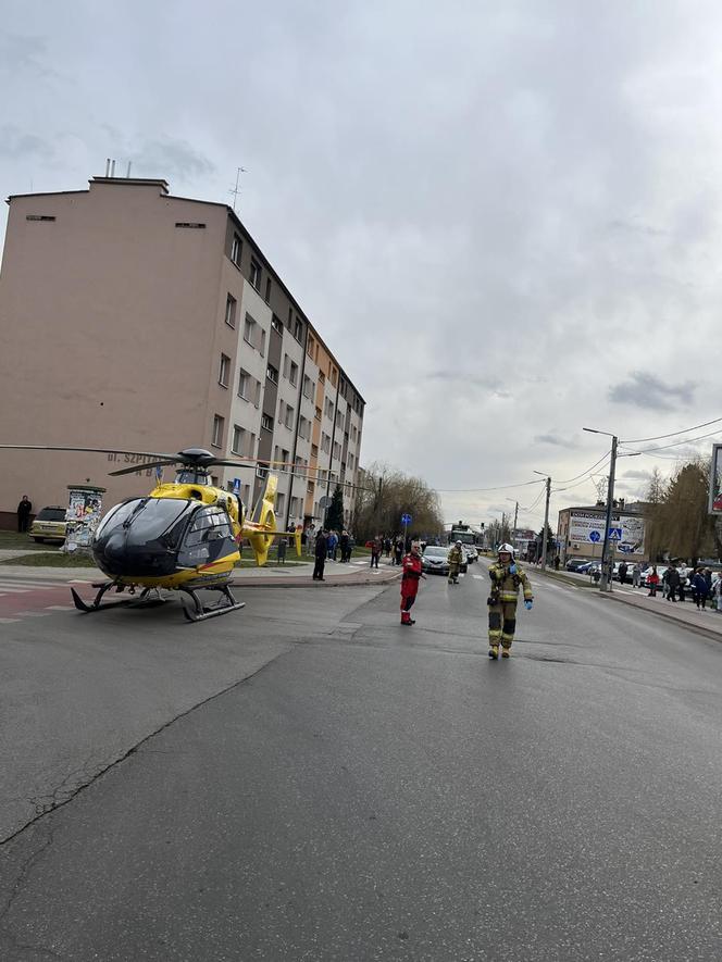 Czeladź: Pracował na podnośniku gdy ten nagle runą na ziemię. Lądował śmigłowiec LPR