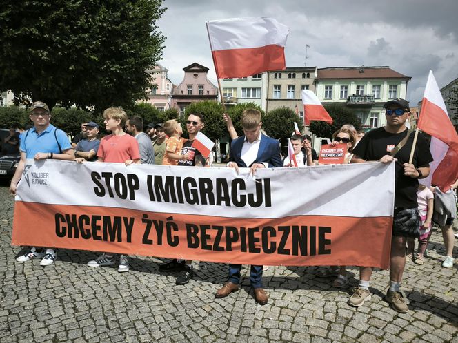 Manifestacja pod hasłem "Sto nielegalnej imigracji" w Lesznie