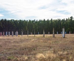 Największa kolekcja muru berlińskiego jest pod Wrocławiem. Na polu ustawiono kilkadziesiąt żelbetowych płyt z NRD