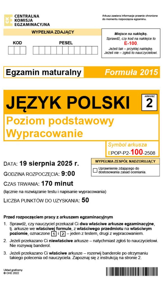 Matura 2025 FORMUŁA 2015