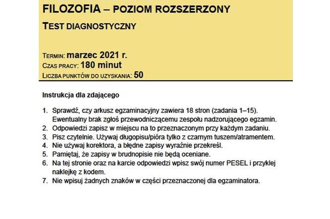 Matura próbna 2021: Filozofia. Odpowiedzi i arkusze sprawdzisz TUTAJ. Matura CKE filozofia