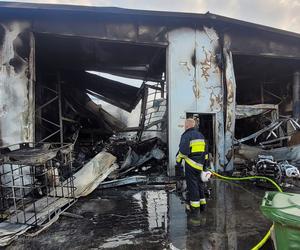 Zobacz zdjęcia strażaków z nocnego pożaru hali magazynowej w Grodzisku z 25.04.2023