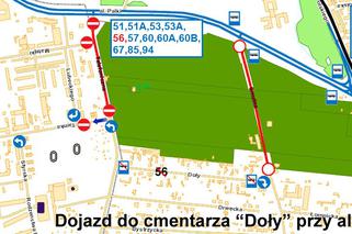 Dojazd do cmentarza Doły