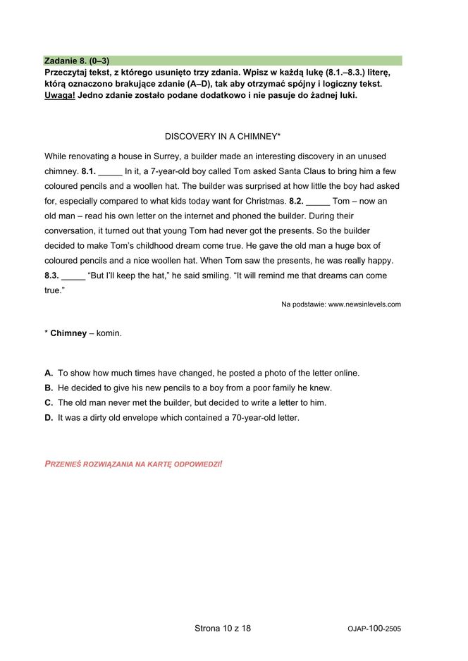 Egzamin ósmoklasisty język angielski 2025: ARKUSZE CKE [15.05.2025]