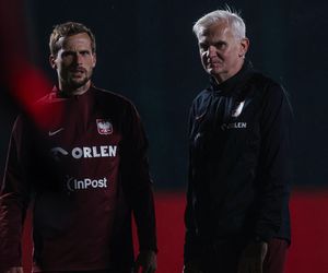 Robert Lewandowski i inni kadrowicze na treningu reprezentacji Polski
