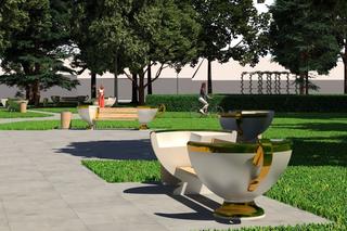 Rynek w Ćmielowie z wielkimi filiżankami! Zobacz jak będzie wyglądać