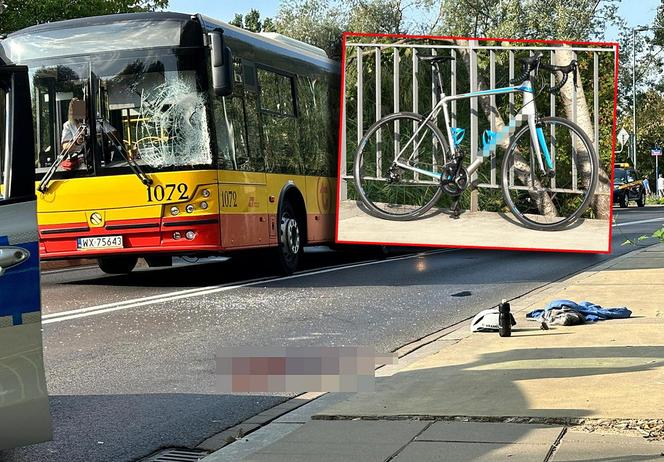 Czołowe zderzenie autobusu miejskiego z rowerzystą w Warszawie. Niedawno zginęły tam trzy osoby