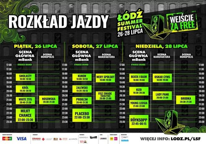 Łódź Summer Festival. Line Up z godzinami koncertów