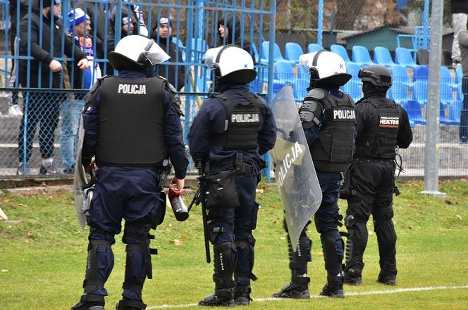 Policja na meczu w Jarosławiu. Kibice wbiegli na murawę 