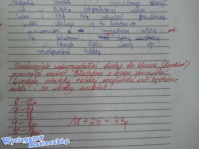 Najlepsze odpowiedzi z kartkówek i sprawdzianów