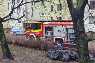 Pożar w bloku przy ulicy Łukowskiej w Warszawie