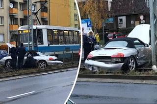 Porsche na torowisku we Wrocławiu. Tramwaje nie jeżdżą Grabiszyńską