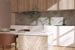 Brązowo-biała kuchnia