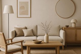 Wnętrze w stylu japandi wygenerowane przez AI w Copilot