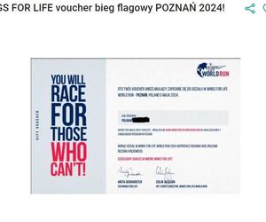 Voucher na bieg Wings For Life World Run 2024 w Poznaniu.