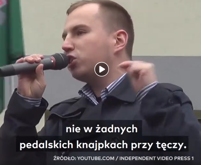 print screen z wideo gdzie Andruszkiewicz przedstawia swoje poglądy