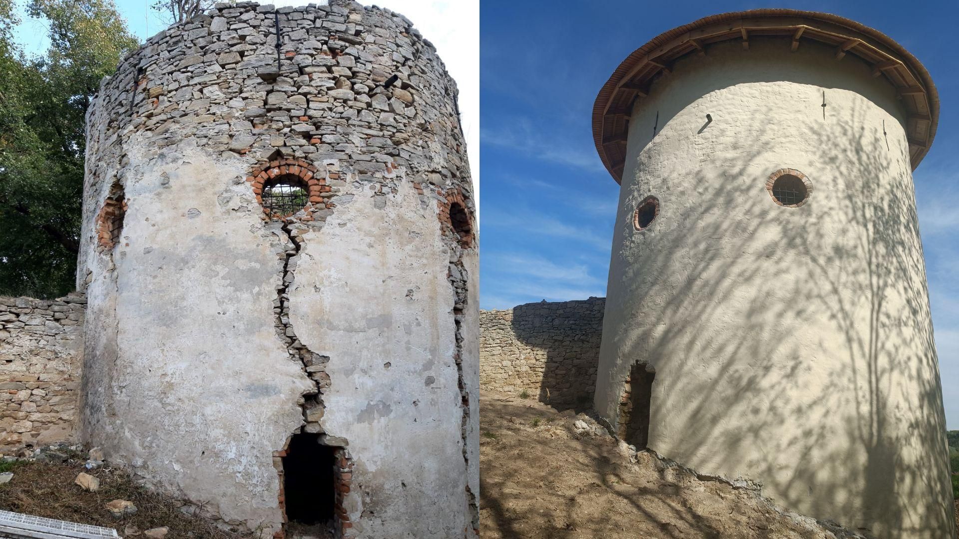 Baszta w Nowych Kicharach (gm. Dwikozy) przed i po