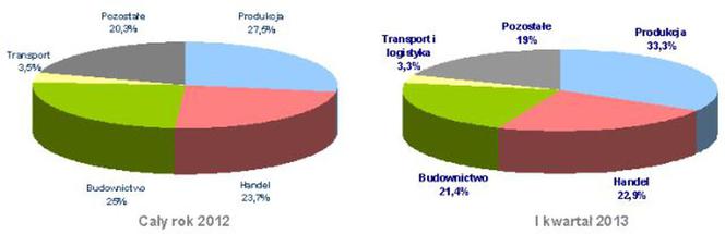 Upadłości w Polsce w I kw. 2013, raport Coface 